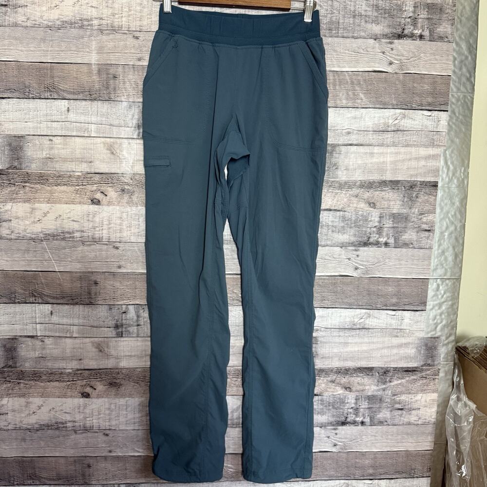 Title Nine Womens Teal Hiking Cargo Pants Size 2 Pull on Elastic Waist Outdoor